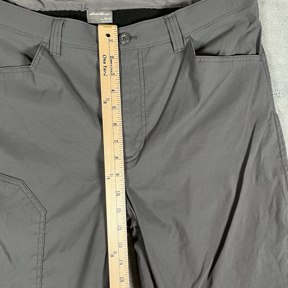 Eddie Bauer Lined Canvas Pants Mens 38x32 Fleece Flannel Workwear Brown - Picture 8 of 9